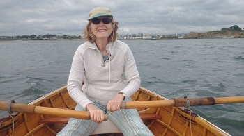 Sarah Fowler rowing her leaky boat while Sue was baling out